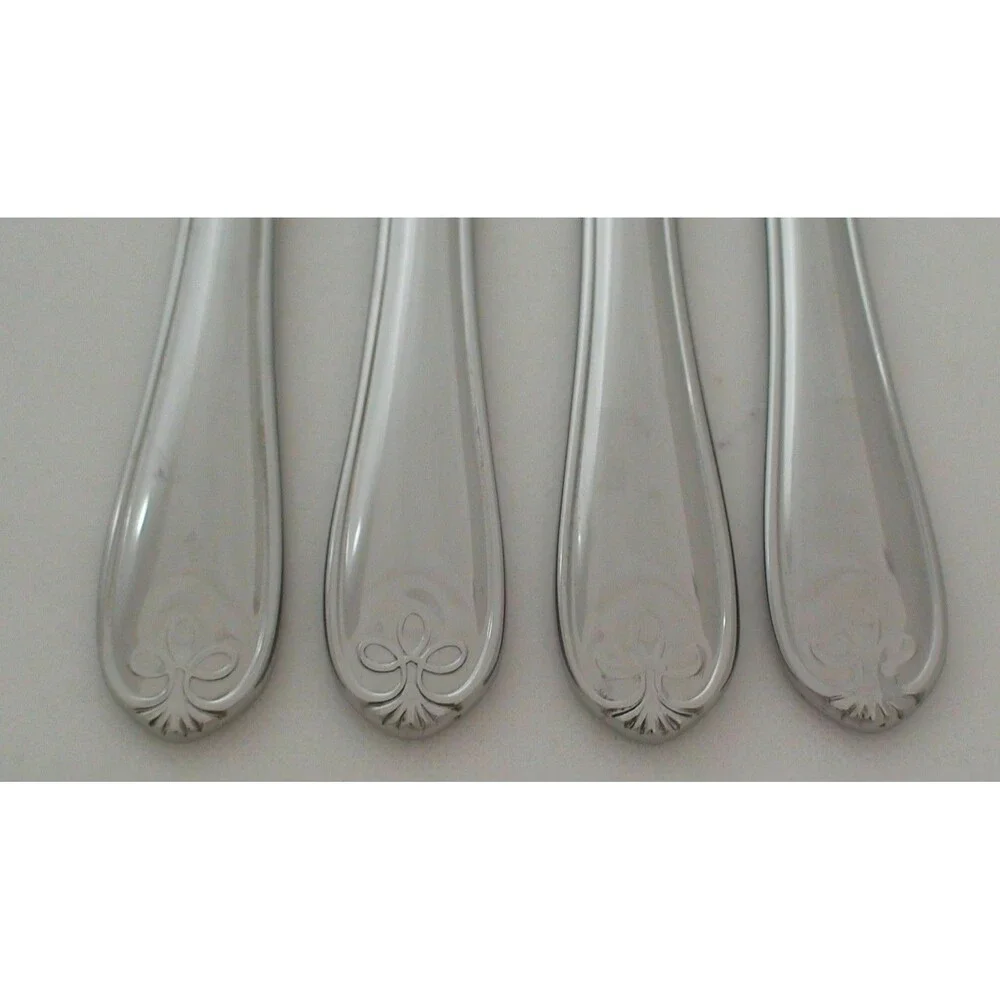 Reed & Barton Ribbon Crest Steak Knives‎ 18/10 Stainless Steel Flatware Lot of 4